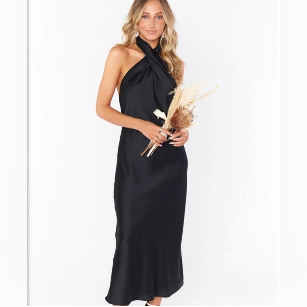 MuMu Jasmine Mid Black Halter Dress XS